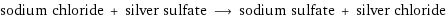 sodium chloride + silver sulfate ⟶ sodium sulfate + silver chloride