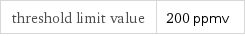 threshold limit value | 200 ppmv