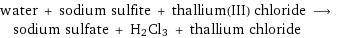 water + sodium sulfite + thallium(III) chloride ⟶ sodium sulfate + H2Cl3 + thallium chloride