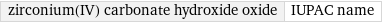 zirconium(IV) carbonate hydroxide oxide | IUPAC name