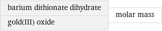 barium dithionate dihydrate gold(III) oxide | molar mass