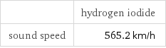  | hydrogen iodide sound speed | 565.2 km/h