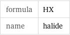 formula | HX name | halide