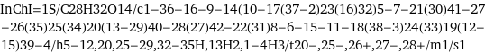 InChI=1S/C28H32O14/c1-36-16-9-14(10-17(37-2)23(16)32)5-7-21(30)41-27-26(35)25(34)20(13-29)40-28(27)42-22(31)8-6-15-11-18(38-3)24(33)19(12-15)39-4/h5-12, 20, 25-29, 32-35H, 13H2, 1-4H3/t20-, 25-, 26+, 27-, 28+/m1/s1