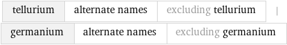 tellurium | alternate names | excluding tellurium | germanium | alternate names | excluding germanium