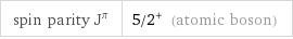 spin parity J^π | 5/2^+ (atomic boson)