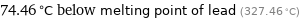 74.46 °C below melting point of lead (327.46 °C)