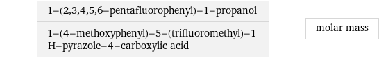 1-(2, 3, 4, 5, 6-pentafluorophenyl)-1-propanol 1-(4-methoxyphenyl)-5-(trifluoromethyl)-1 H-pyrazole-4-carboxylic acid | molar mass