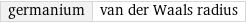 germanium | van der Waals radius