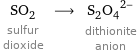 SO_2 sulfur dioxide ⟶ (S_2O_4)^(2-) dithionite anion