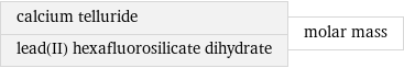 calcium telluride lead(II) hexafluorosilicate dihydrate | molar mass