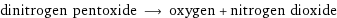 dinitrogen pentoxide ⟶ oxygen + nitrogen dioxide