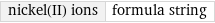 nickel(II) ions | formula string