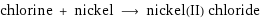 chlorine + nickel ⟶ nickel(II) chloride