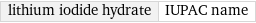 lithium iodide hydrate | IUPAC name