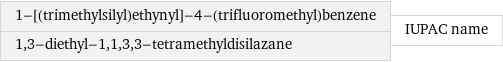 1-[(trimethylsilyl)ethynyl]-4-(trifluoromethyl)benzene 1, 3-diethyl-1, 1, 3, 3-tetramethyldisilazane | IUPAC name