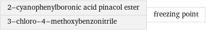 2-cyanophenylboronic acid pinacol ester 3-chloro-4-methoxybenzonitrile | freezing point