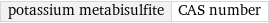 potassium metabisulfite | CAS number