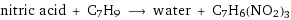 nitric acid + C7H9 ⟶ water + C7H6(NO2)3