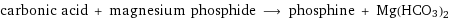 carbonic acid + magnesium phosphide ⟶ phosphine + Mg(HCO3)2