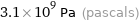 3.1×10^9 Pa (pascals)