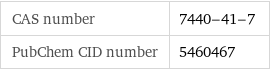 CAS number | 7440-41-7 PubChem CID number | 5460467