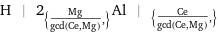 H | 2_({Mg/gcd(Ce, Mg), })Al | _({Ce/gcd(Ce, Mg), })