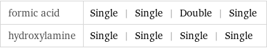 formic acid | Single | Single | Double | Single hydroxylamine | Single | Single | Single | Single