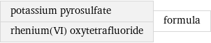 potassium pyrosulfate rhenium(VI) oxytetrafluoride | formula