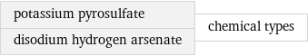 potassium pyrosulfate disodium hydrogen arsenate | chemical types