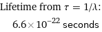 Lifetime from τ = 1/λ:  | 6.6×10^-22 seconds