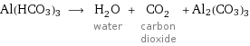 Al(HCO3)3 ⟶ H_2O water + CO_2 carbon dioxide + Al2(CO3)3