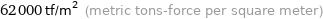 62000 tf/m^2 (metric tons-force per square meter)