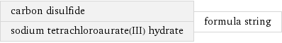 carbon disulfide sodium tetrachloroaurate(III) hydrate | formula string