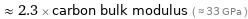  ≈ 2.3 × carbon bulk modulus ( ≈ 33 GPa )