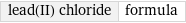 lead(II) chloride | formula