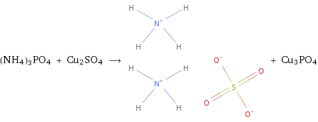 (NH4)3PO4 + Cu2SO4 ⟶ + Cu3PO4