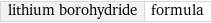 lithium borohydride | formula