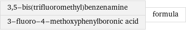 3, 5-bis(trifluoromethyl)benzenamine 3-fluoro-4-methoxyphenylboronic acid | formula