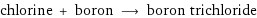 chlorine + boron ⟶ boron trichloride