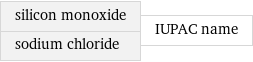 silicon monoxide sodium chloride | IUPAC name