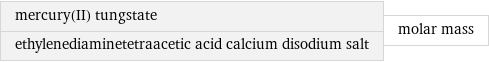 mercury(II) tungstate ethylenediaminetetraacetic acid calcium disodium salt | molar mass