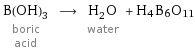 B(OH)_3 boric acid ⟶ H_2O water + H4B6O11