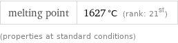 melting point | 1627 °C (rank: 21st) (properties at standard conditions)