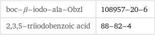 boc-β-iodo-ala-Obzl | 108957-20-6 2, 3, 5-triiodobenzoic acid | 88-82-4