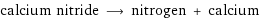 calcium nitride ⟶ nitrogen + calcium