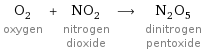 O_2 oxygen + NO_2 nitrogen dioxide ⟶ N_2O_5 dinitrogen pentoxide