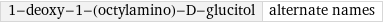 1-deoxy-1-(octylamino)-D-glucitol | alternate names