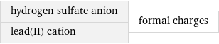 hydrogen sulfate anion lead(II) cation | formal charges