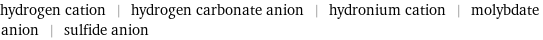 hydrogen cation | hydrogen carbonate anion | hydronium cation | molybdate anion | sulfide anion